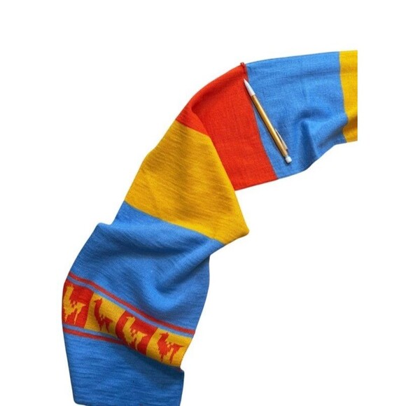 Cotopaxi Scarf Llama Print Blue Knit Wool Blend Gorpcore Outdoors Granola Girl - Picture 4 of 7
